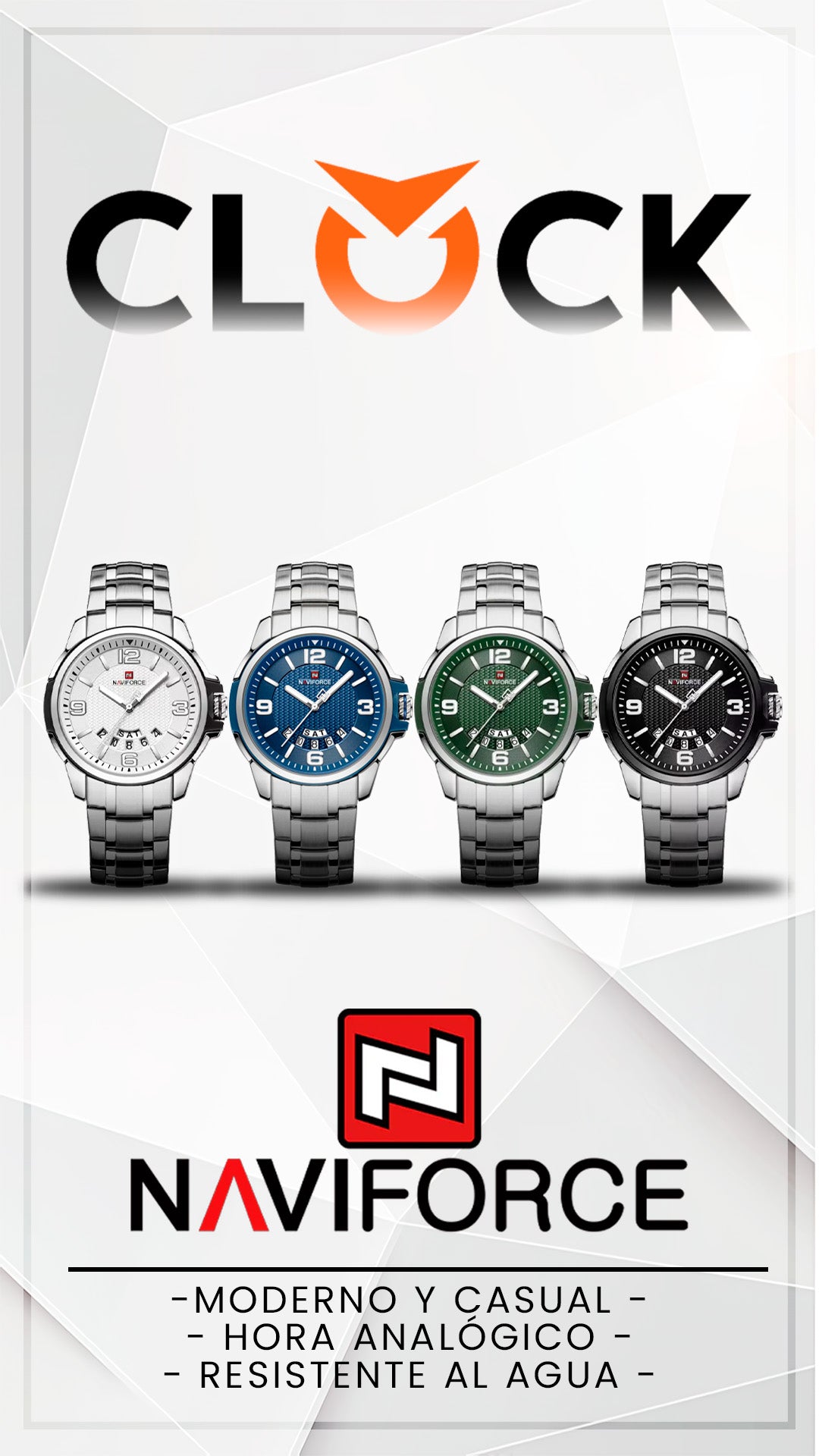 RELOJ NAVIFORCE ORIGINAL PLATEADO| NAV-180, NAV-181, NAV-182, NAV-183