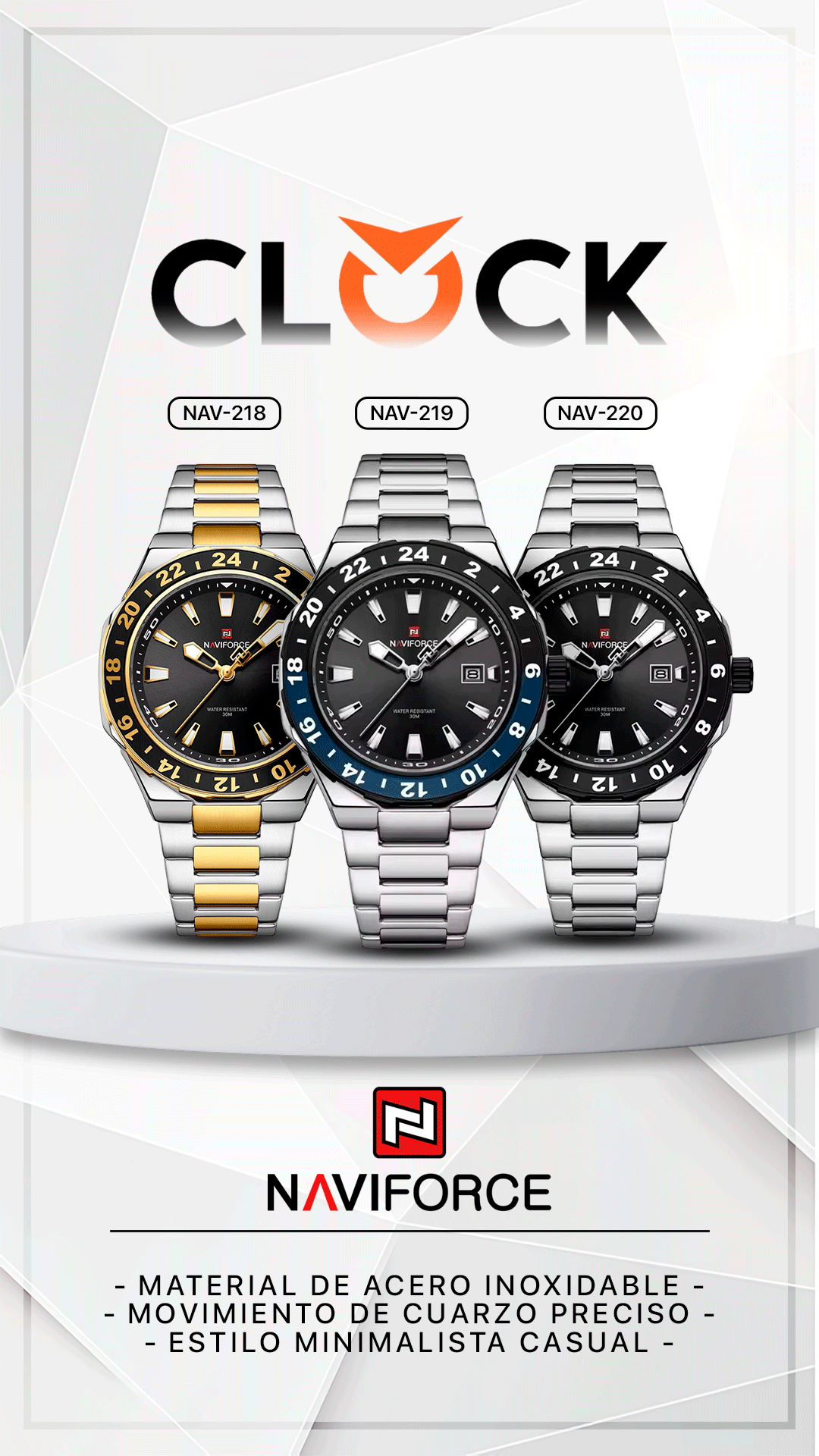 RELOJ NAVIFORCE NF9249 ORIGINAL ELEGANTE DORADO, AZUL Y NEGRO | NAV-218, NAV-219, NAV-220, NAV-255