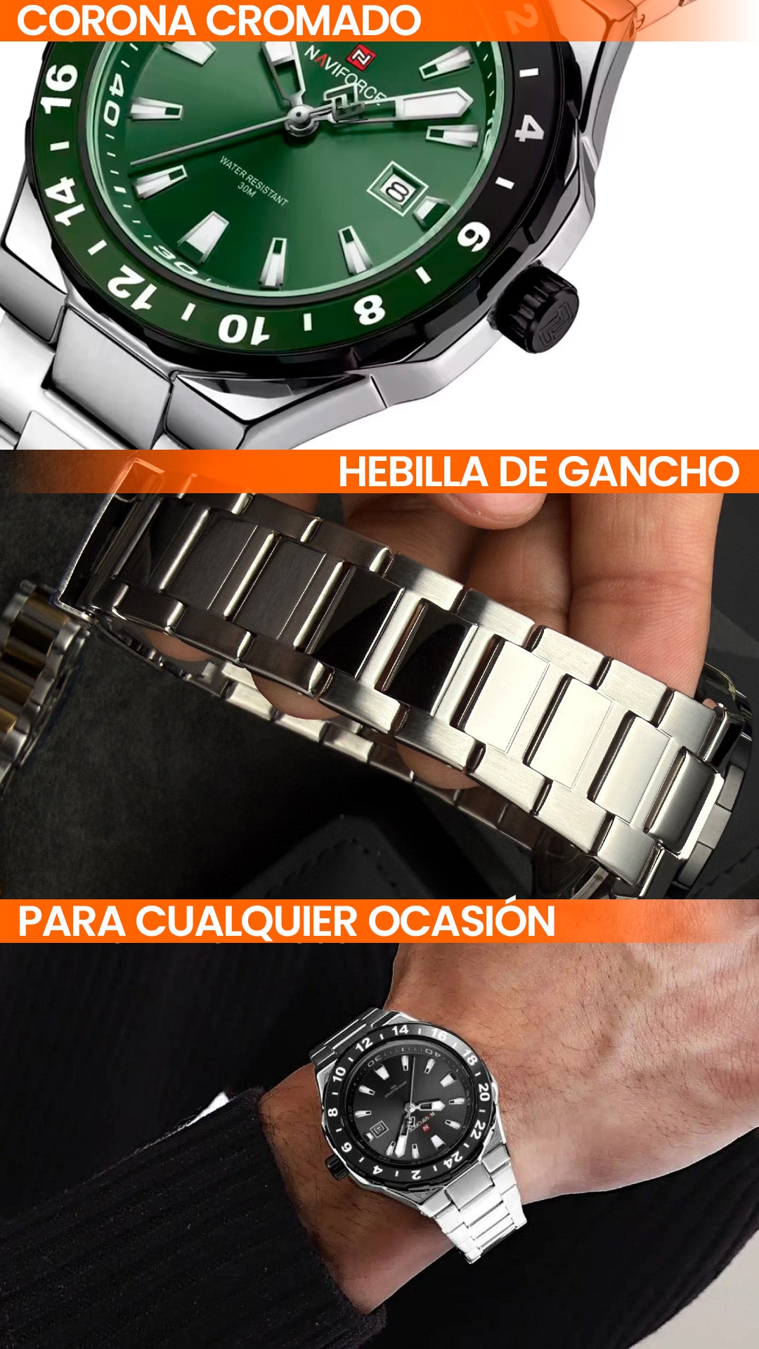 RELOJ NAVIFORCE NF9249 ORIGINAL ELEGANTE DORADO, AZUL Y NEGRO | NAV-218, NAV-219, NAV-220, NAV-255