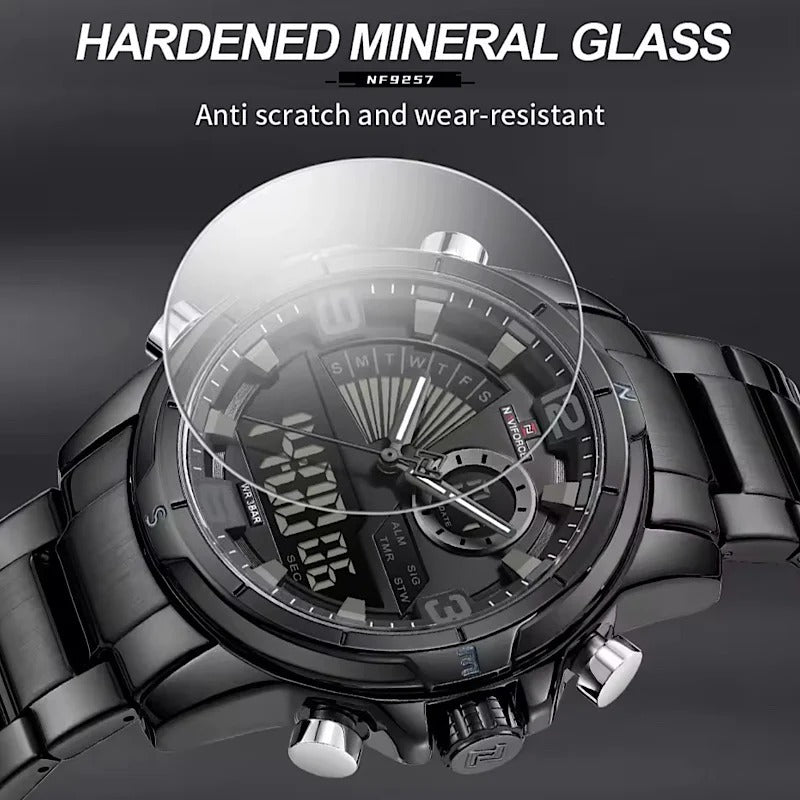RELOJ NAVIFORCE NF9257 ORIGINAL DE ACERO DUALTIME NEGRO | NAV-234
