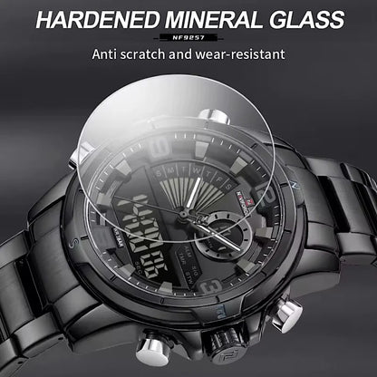 RELOJ NAVIFORCE NF9257 ORIGINAL DE ACERO DUALTIME NEGRO | NAV-234