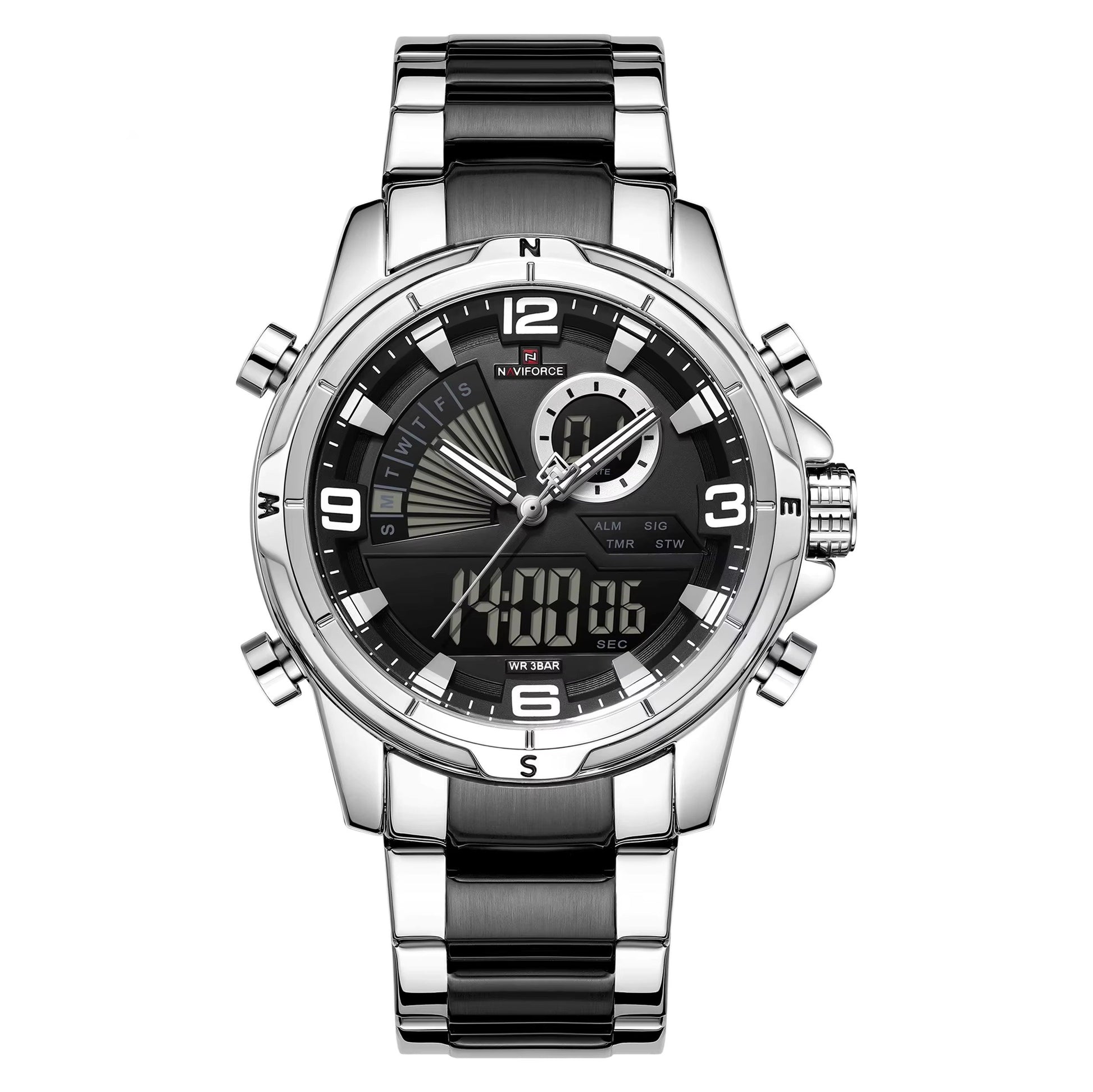 RELOJ NAVIFORCE NF9257 ORIGINAL DE ACERO DUALTIME PLATA | NAV-235