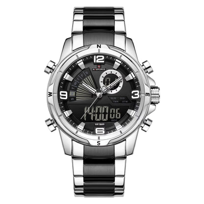 RELOJ NAVIFORCE NF9257 ORIGINAL DE ACERO DUALTIME PLATA | NAV-235