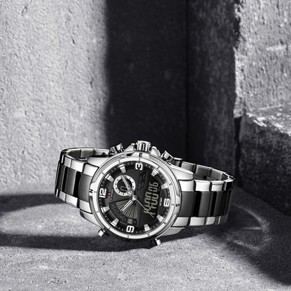 RELOJ NAVIFORCE NF9257 ORIGINAL DE ACERO DUALTIME PLATA | NAV-235