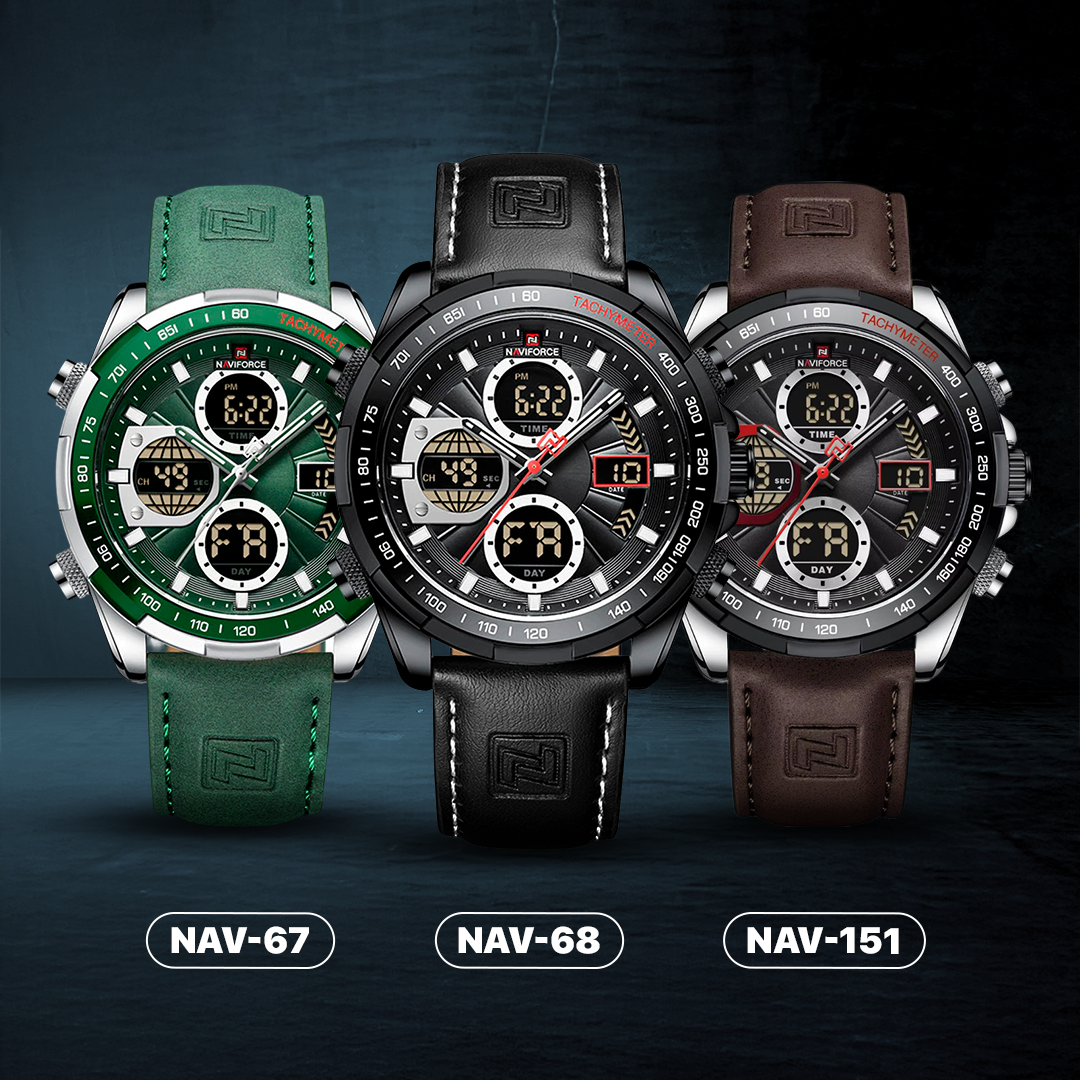 RELOJ NAVIFORCE ORIGINAL - ELEGANTE Y CASUAL - VERDE Y NEGRO  | NAV-67 | NAV-68 | NAV-151