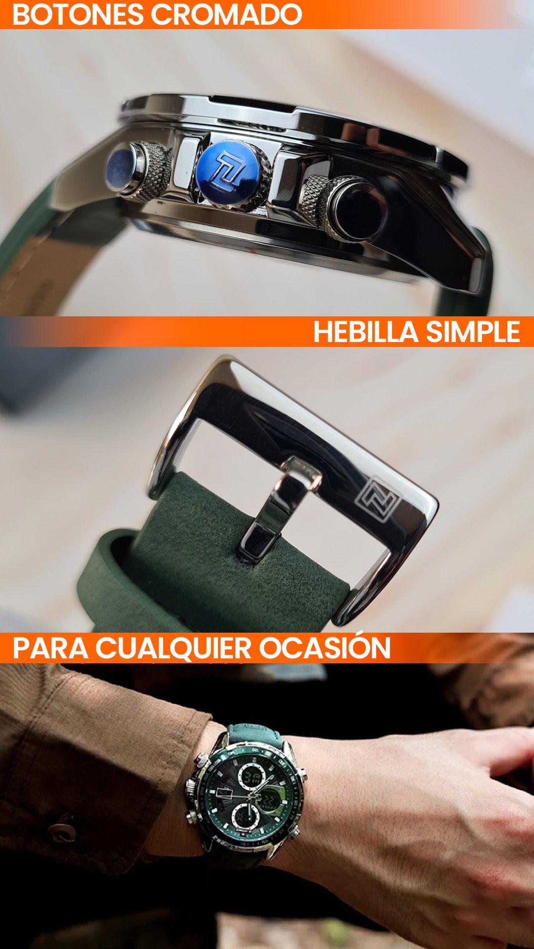 RELOJ NAVIFORCE ORIGINAL - ELEGANTE Y CASUAL - VERDE Y NEGRO  | NAV-67 | NAV-68 | NAV-151