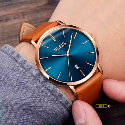 RELOJ OLEVS ORIGINAL MARRÓN CARAMELO AZUL CLÁSICO ORIGINAL | OLE-3