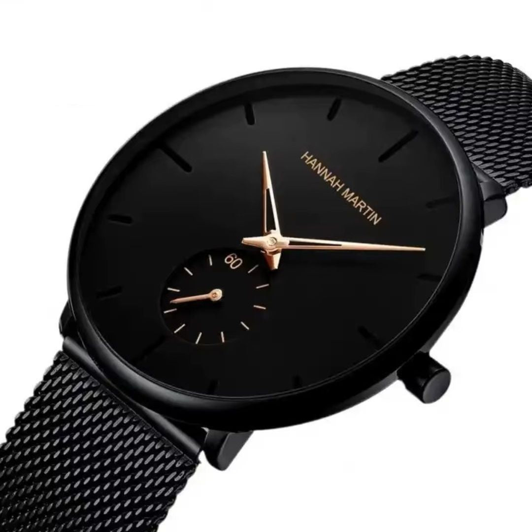 RELOJ ORIGINAL HANNAH MARTIN HM-100G - ELEGANTE  Y CASUAL - NEGRO | HAN-99