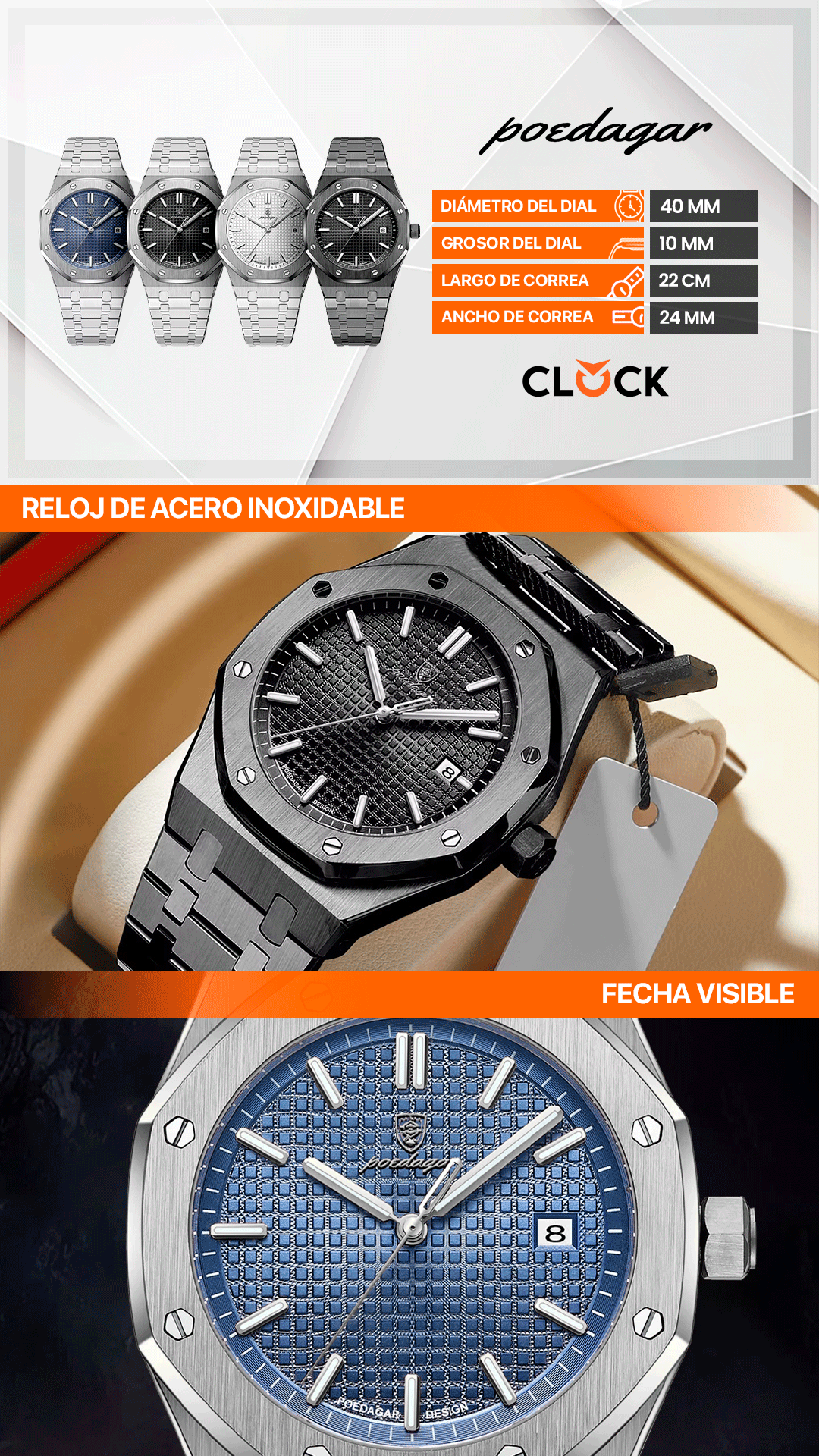 RELOJ POEDAGAR ORIGINAL - ELEGANTE | POE-10, POE-11, POE-12, POE-13