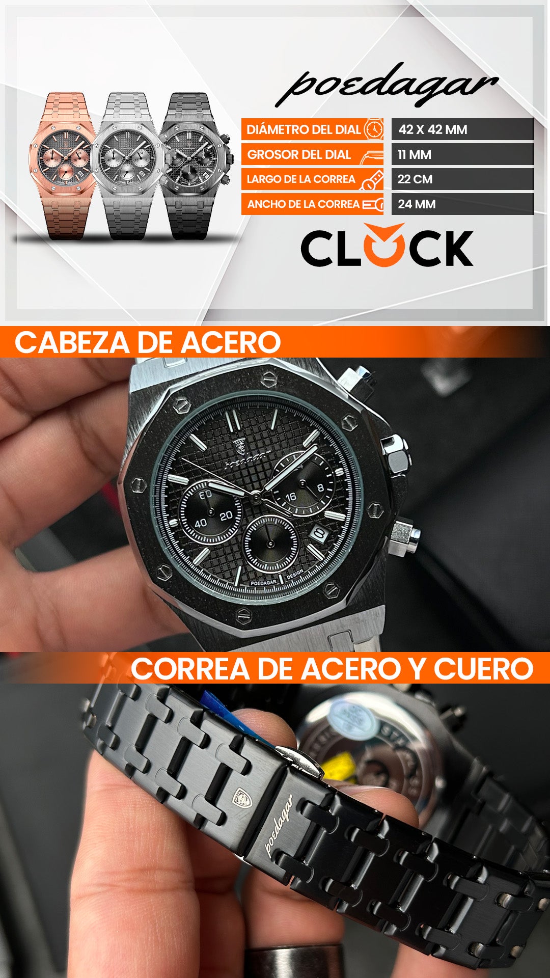 RELOJ POEDAGAR ORIGINAL - ELEGANTE | POE-18, POE-19, POE-20