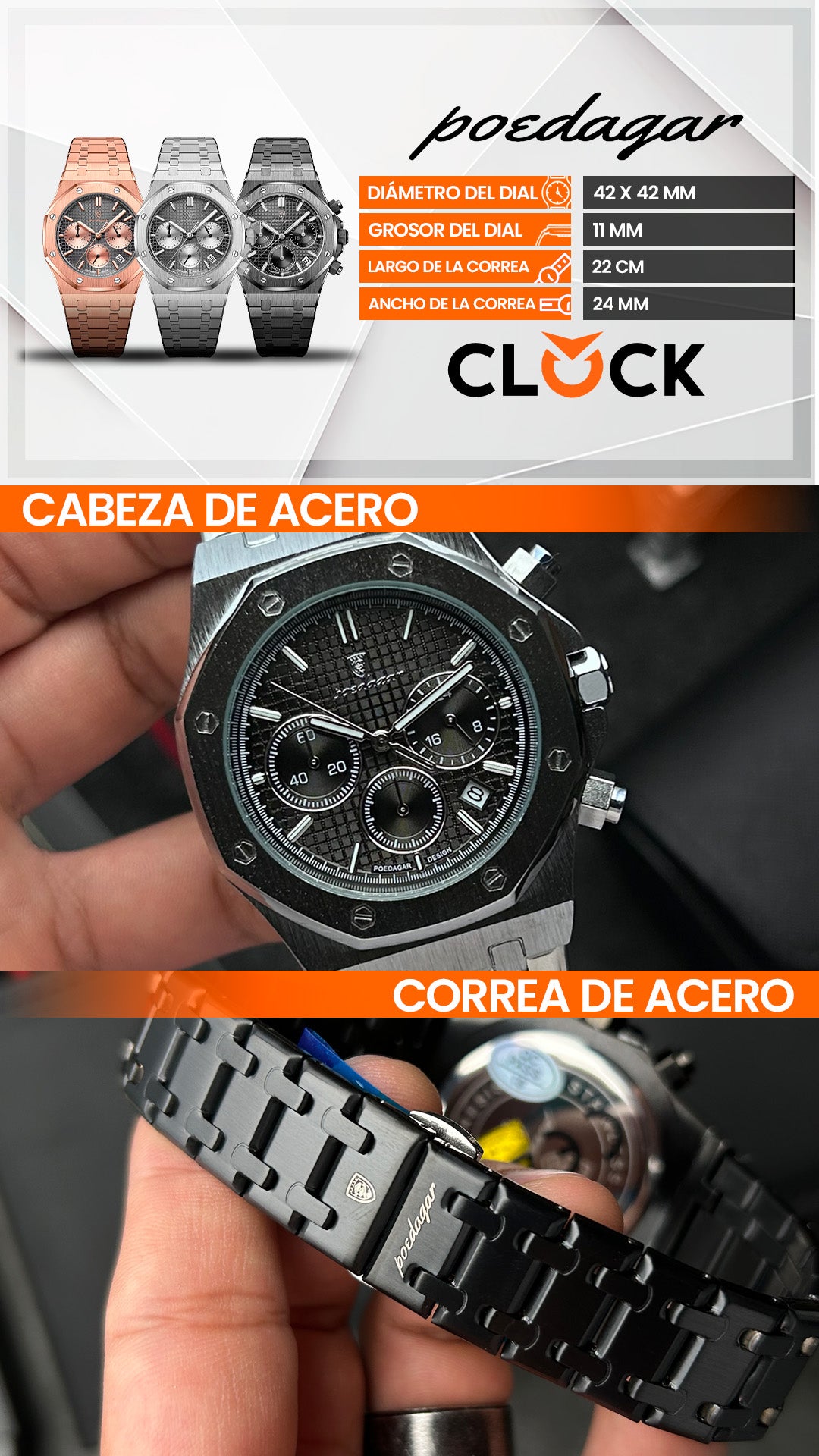 RELOJ POEDAGAR ORIGINAL - ELEGANTE | POE-5, POE-6, POE-7, POE-8, POE-9