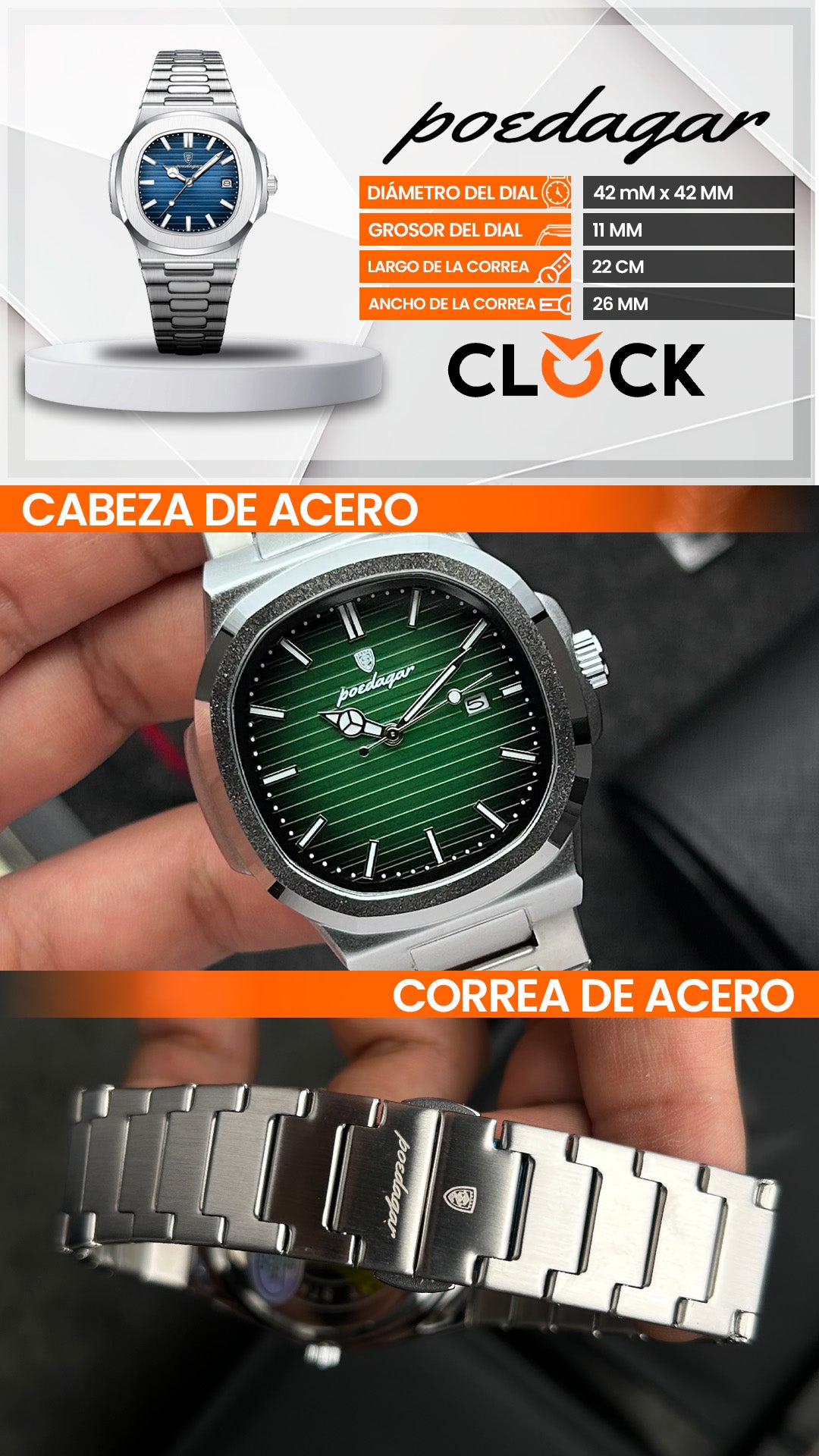 RELOJ POEDAGAR ORIGINAL - ELEGANTE | POE-1, POE-2, POE-3, POE-4