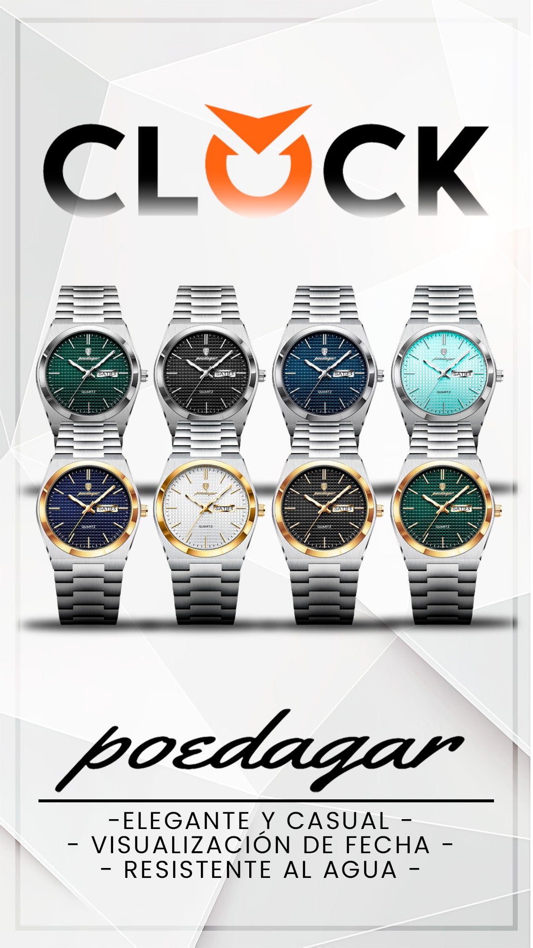 RELOJ POEDAGAR ORIGINAL - ELEGANTE ACERO INOXIDABLE | POE-34, POE-35, POE-36, POE-37, POE-38, POE-39, POE-40, POE-41, POE-42