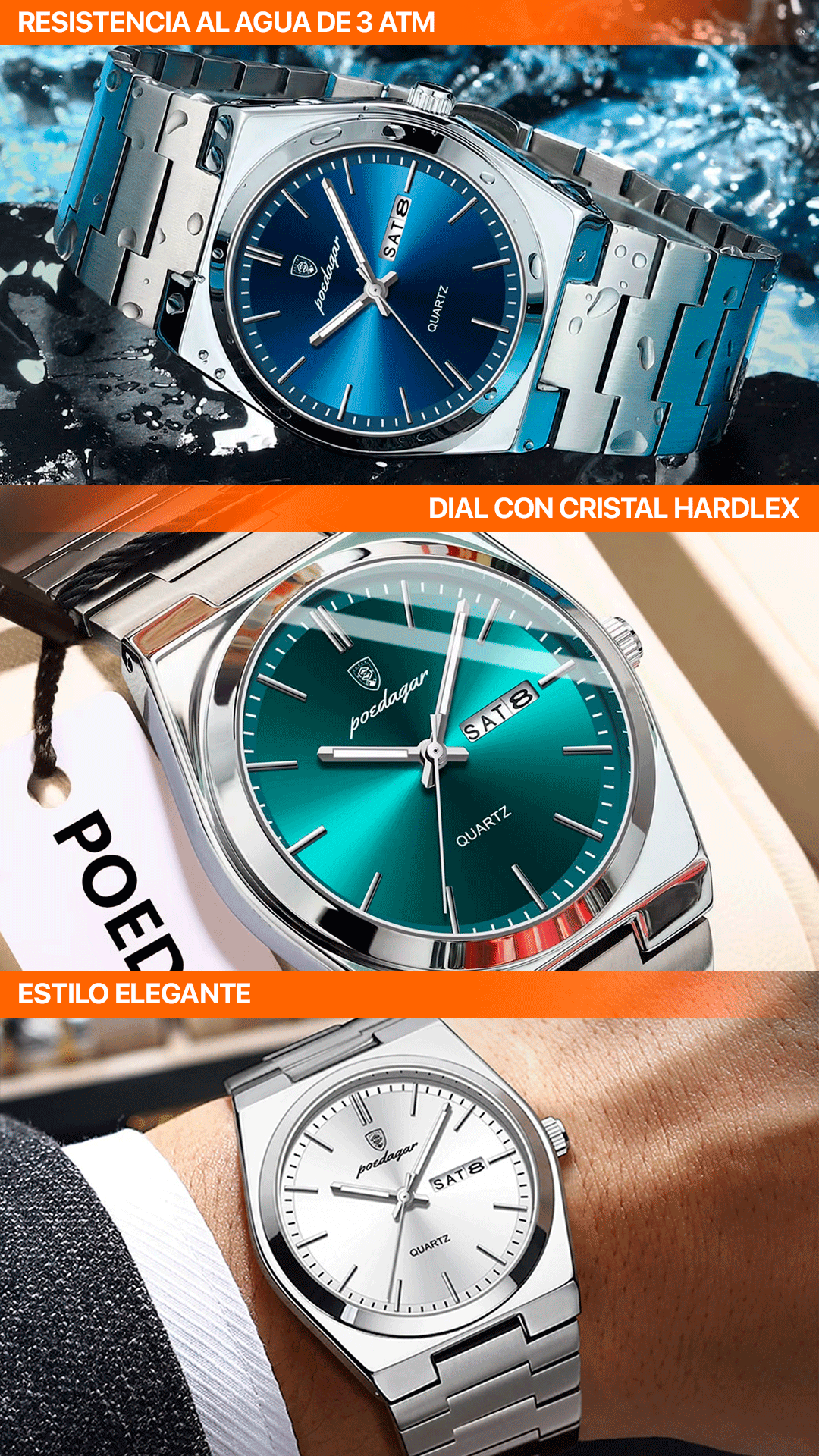 RELOJ POEDAGAR ORIGINAL - ELEGANTE | POE-5, POE-6, POE-7, POE-8, POE-9