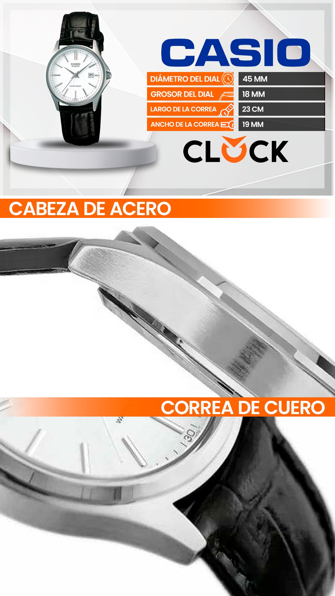RELOJ CASIO ORIGINAL ANALÓGICO LTP-1183E-7ADF NEGRO | CAS-155