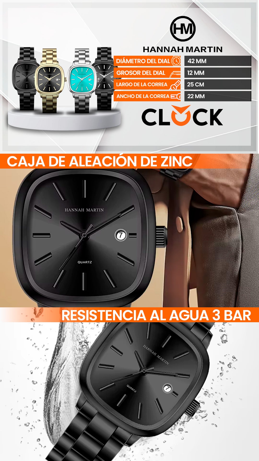 RELOJ HANNAH MARTIN ORIGINAL - ELEGANTE  | HAN-106, HAN-107, HAN-108, HAN-109