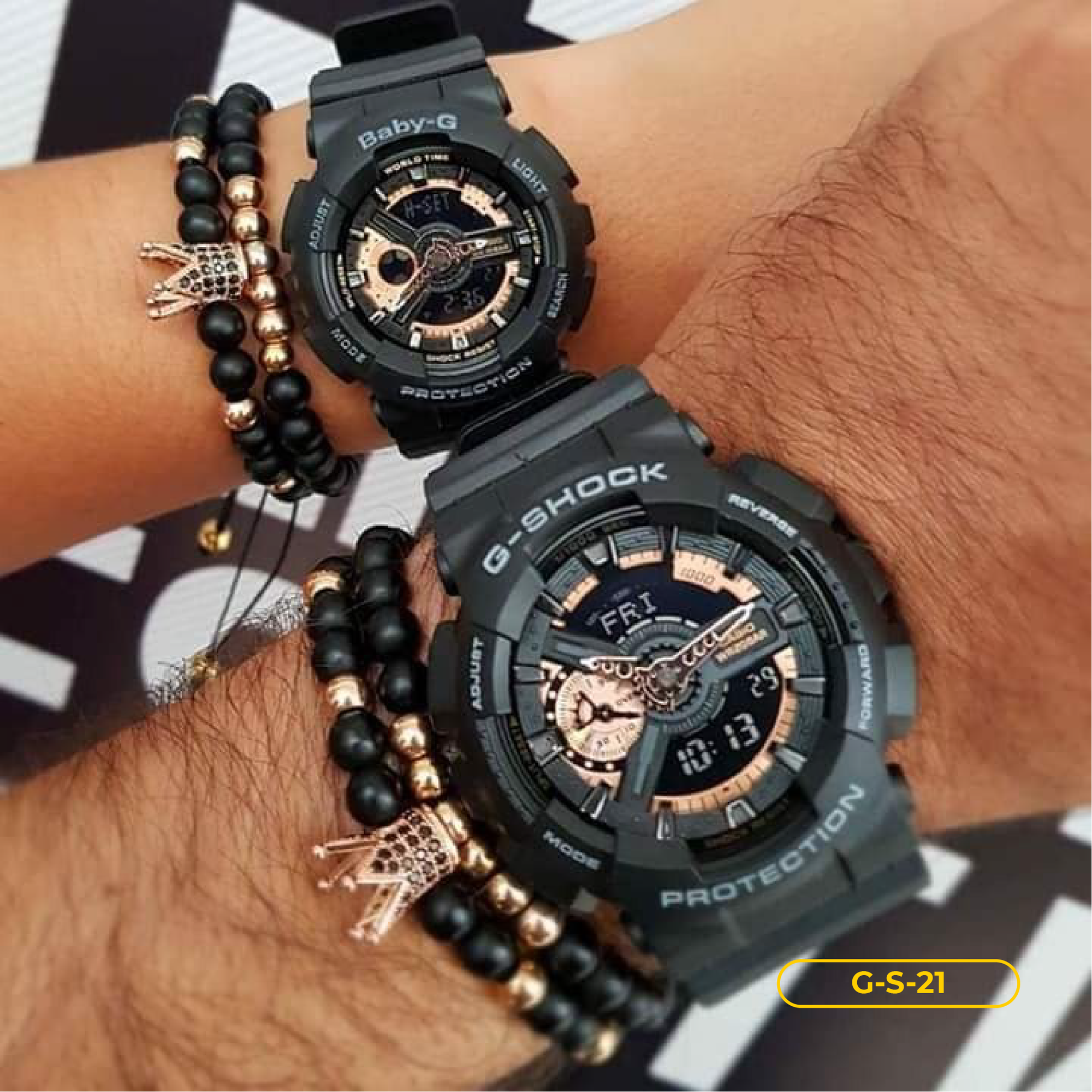 RELOJES G-SHOCK DEPORTIVO PAREJA NEGRO  PARA HOMBRE Y MUJER | G-S-21 | G-S-8