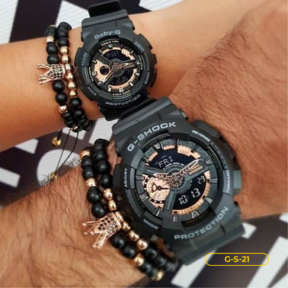 RELOJES G-SHOCK DEPORTIVO PAREJA NEGRO  PARA HOMBRE Y MUJER | G-S-21 | G-S-8