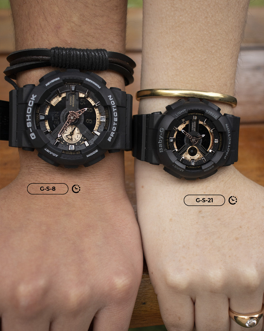 RELOJES G-SHOCK DEPORTIVO PAREJA NEGRO PARA HOMBRE Y MUJER  | G-S-21 | G-S-8