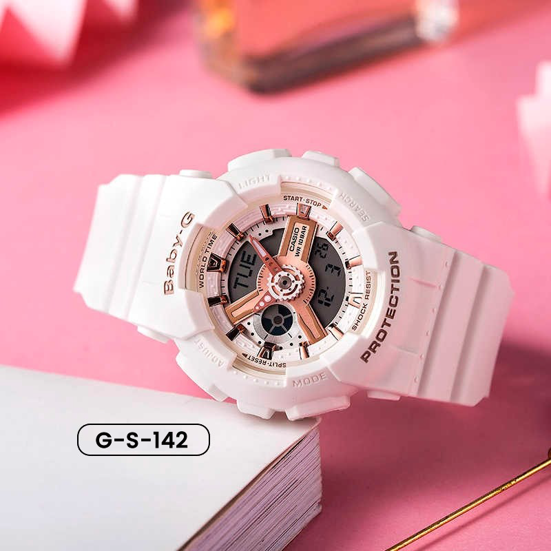 RELOJ BABY-G DEPORTIVO BLANCO ORO ROSA PARA MUJER  | G-S-142