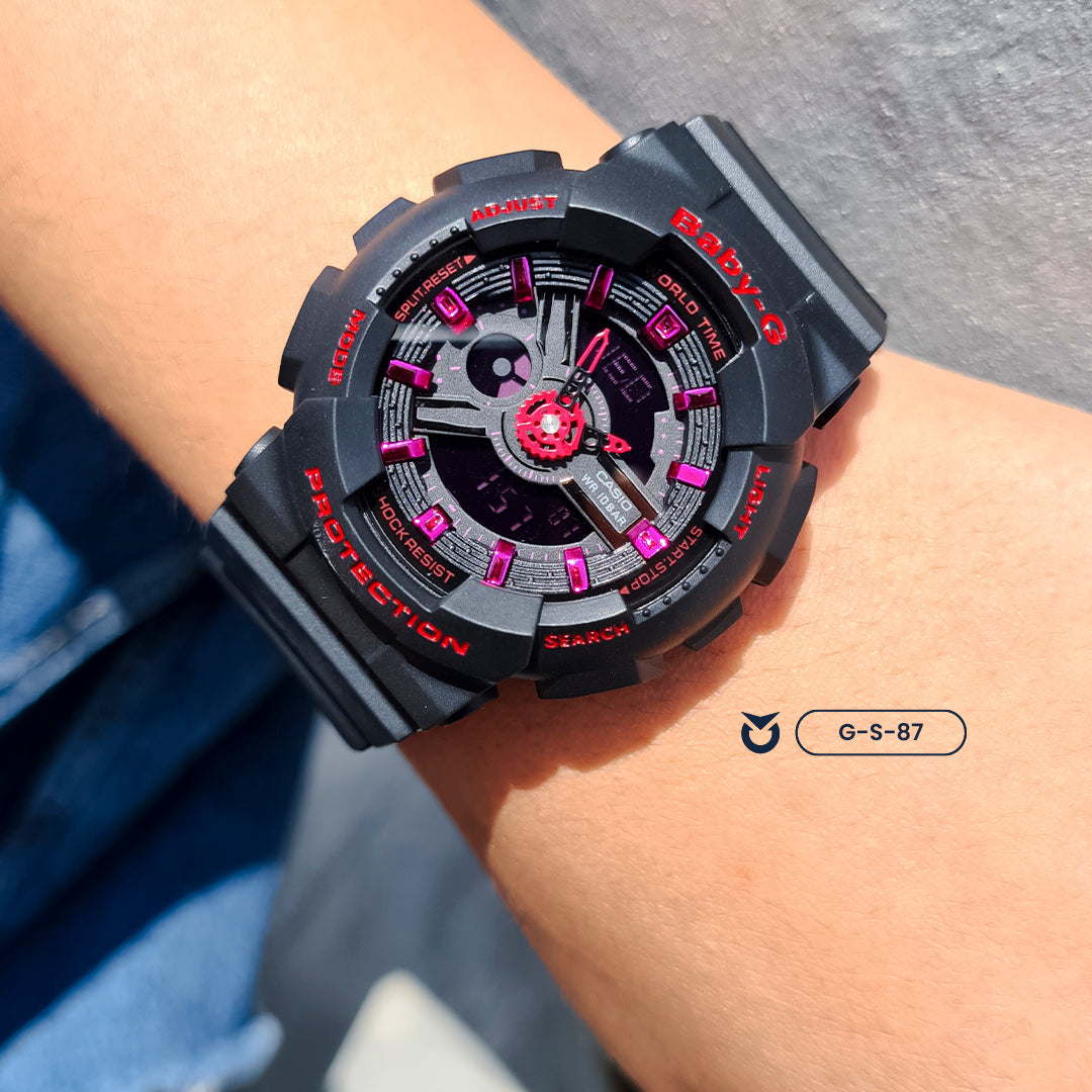 RELOJ BABY-G DEPORTIVO NEGRO CON ROSADO PARA MUJER  | G-S-87
BA-110