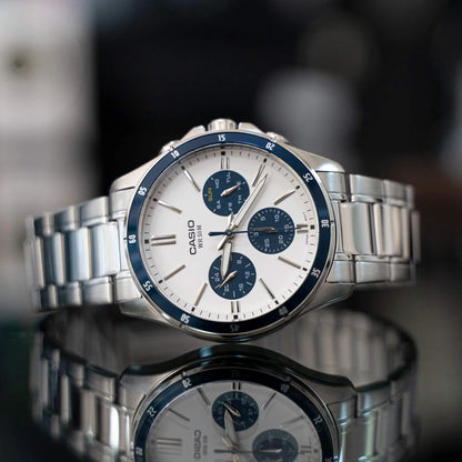 RELOJ CASIO ORIGINAL AZUL MTP-1374D | CAS-94 PARA HOMBRE