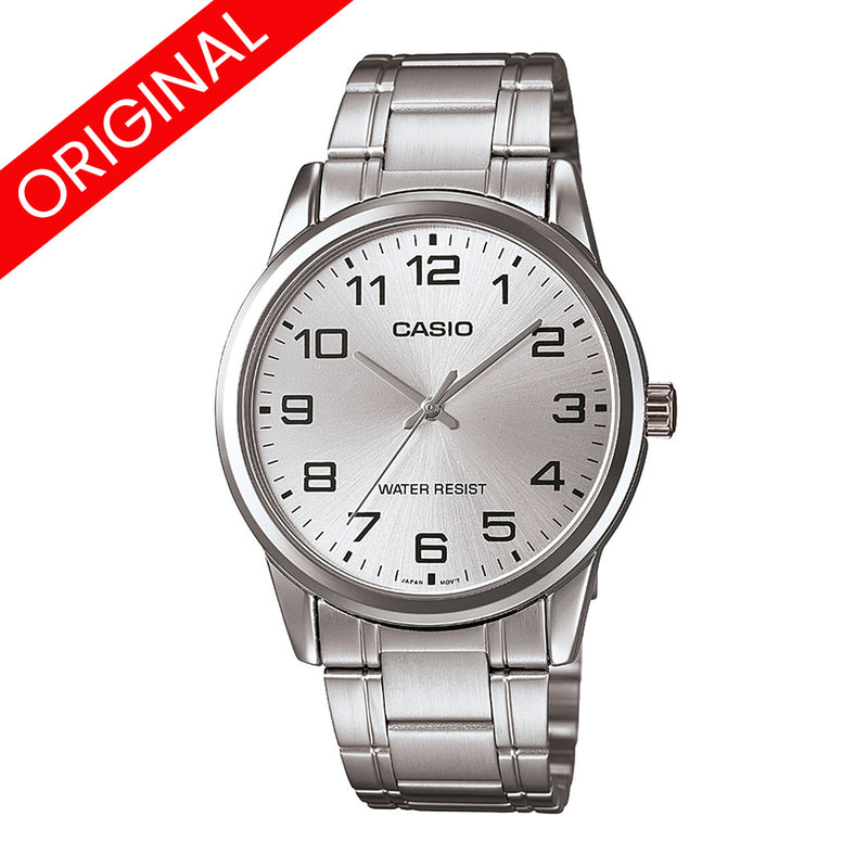 RELOJ CASIO ORIGINAL ELEGANTE PLATEADO PARA HOMBRES | MTP-V001D-7B