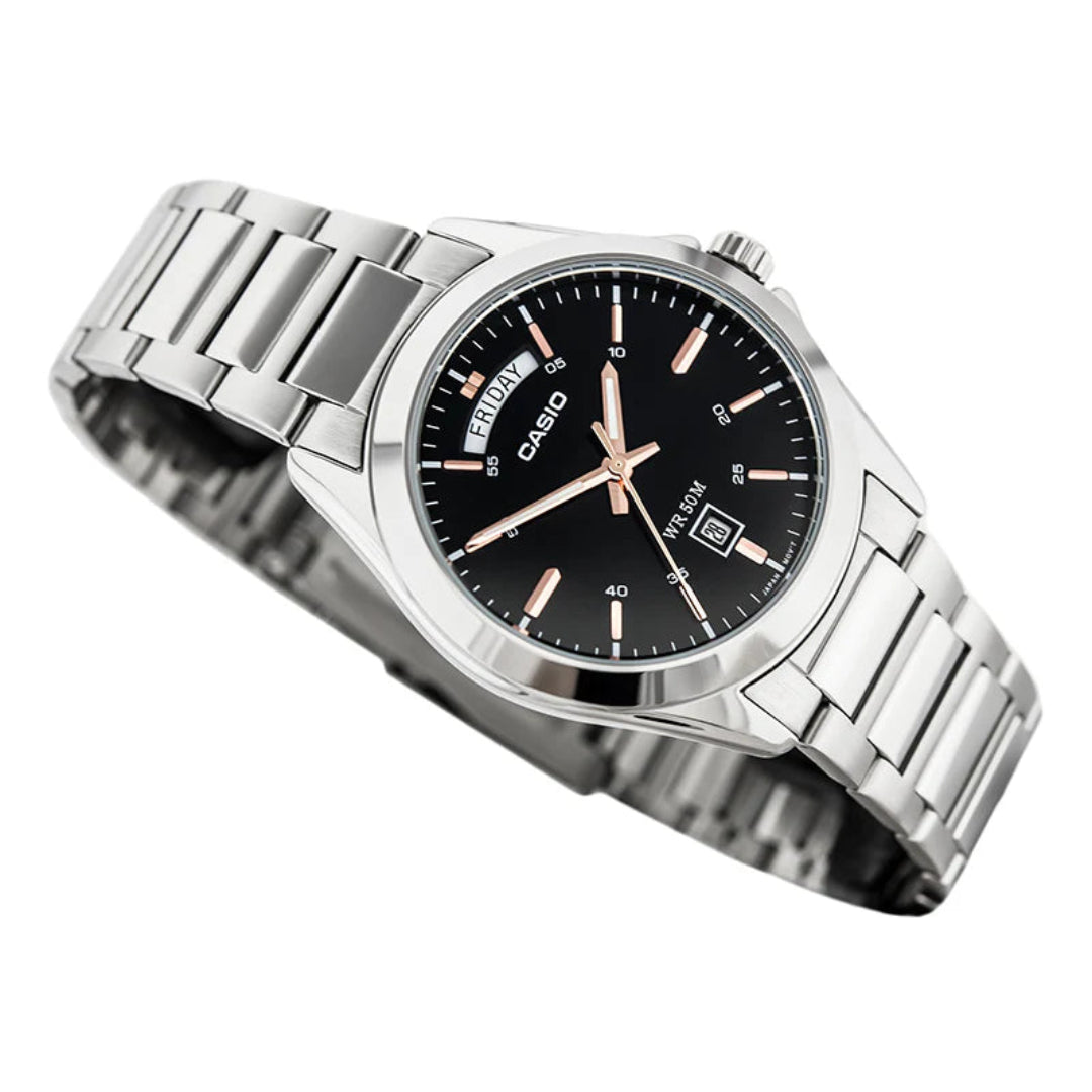 RELOJ_CASIO_ORIGINAL_MTP-1370D-1A2VDF_NEGRO_CAS-128 para Hombre