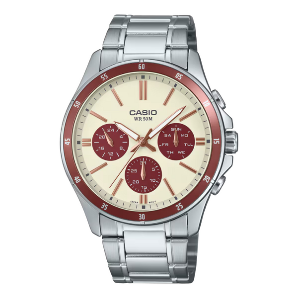 RELOJ CASIO ORIGINAL ROJO MTP-1374D | CAS-93 PARA HOMBRE