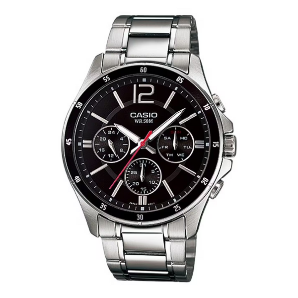 RELOJ CASIO ORIGINAL NEGRO MTP-1374D  CAS-92 PARA HOMBRE 