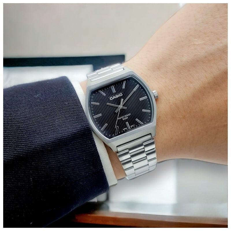 RELOJ CASIO ORIGINAL NEGRO MTP-B140D CAS-87 PARA HOMBRE