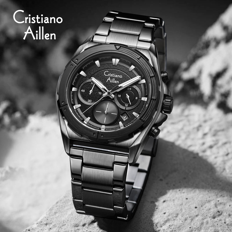 RELOJ CRISTIANO AILLEN ORIGINAL - CASUAL PLATEADO AZUL NEGRO 8901  | CRI-5, CRI-6, CRI-7 PARA HOMBRE