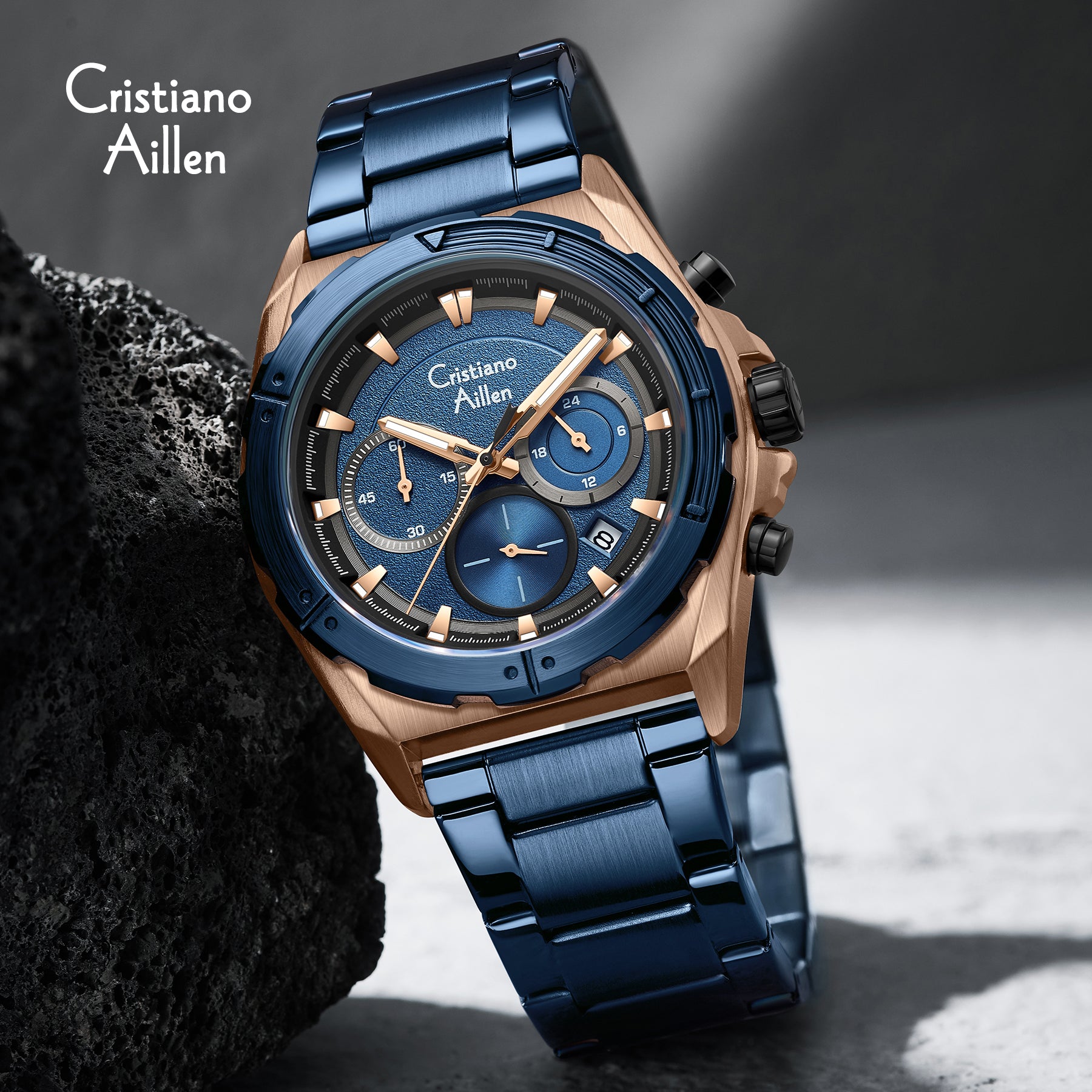 RELOJ CRISTIANO AILLEN ORIGINAL - CASUAL PLATEADO AZUL NEGRO 8901  | CRI-5, CRI-6, CRI-7 PARA HOMBRE
