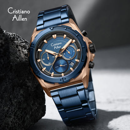 RELOJ CRISTIANO AILLEN ORIGINAL - CASUAL PLATEADO AZUL NEGRO 8901  | CRI-5, CRI-6, CRI-7 PARA HOMBRE