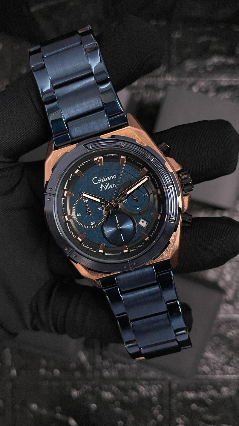 RELOJ CRISTIANO AILLEN ORIGINAL - CASUAL PLATEADO AZUL NEGRO 8901  | CRI-5, CRI-6, CRI-7 PARA HOMBRE