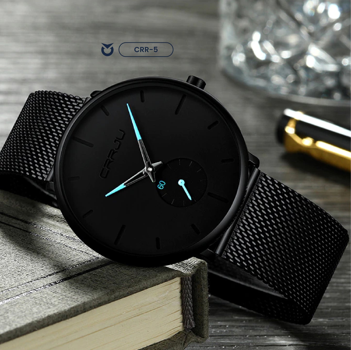 RELOJ CRRJU ORIGINAL - ELEGANTE NEGRO PARA HOMBRE  | CRR-5 I CRR-6 I CRR-12 I CRR-13