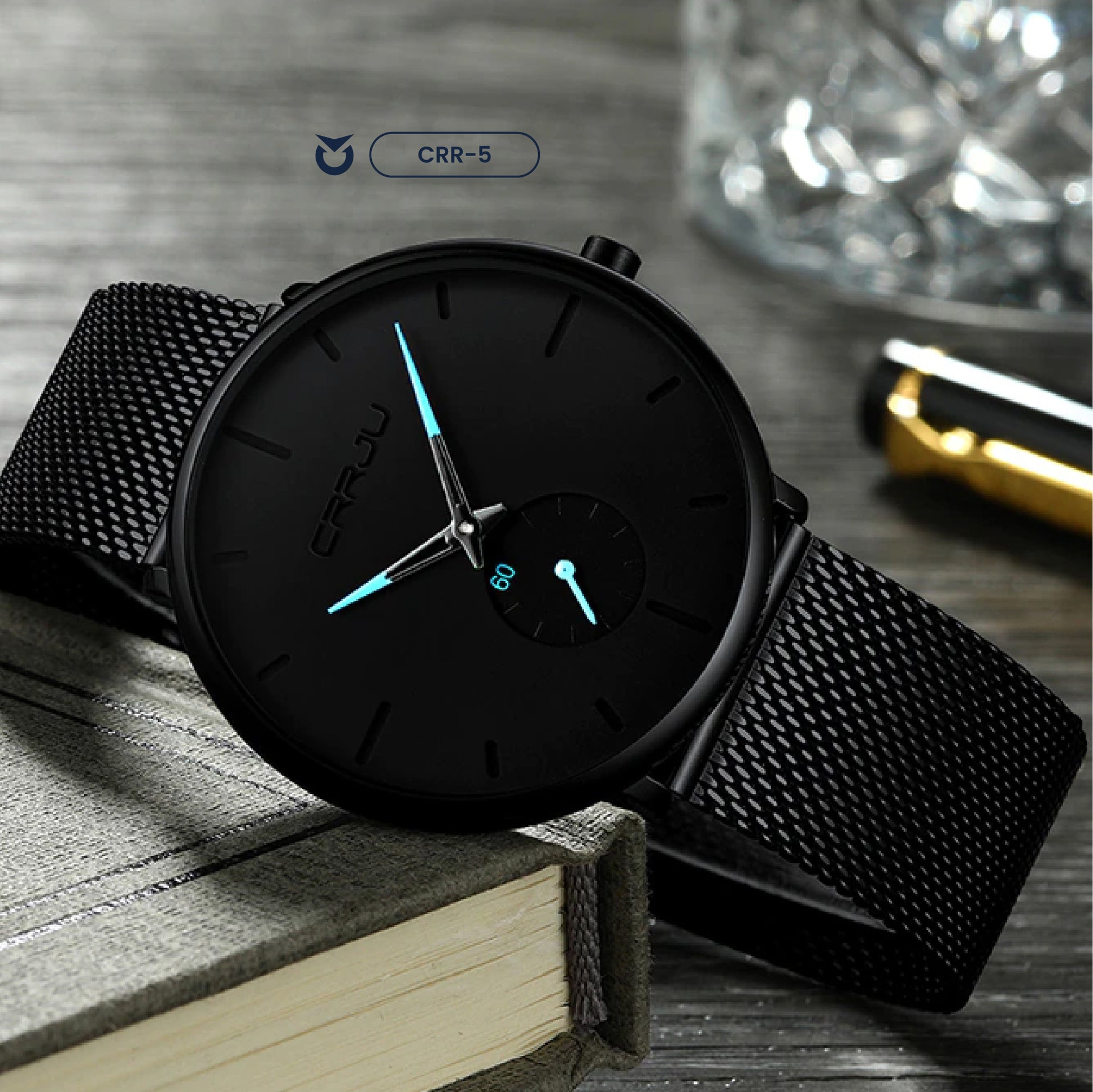 RELOJ CRRJU ORIGINAL - ELEGANTE NEGRO PARA HOMBRE  | CRR-5 I CRR-6 I CRR-12 I CRR-13