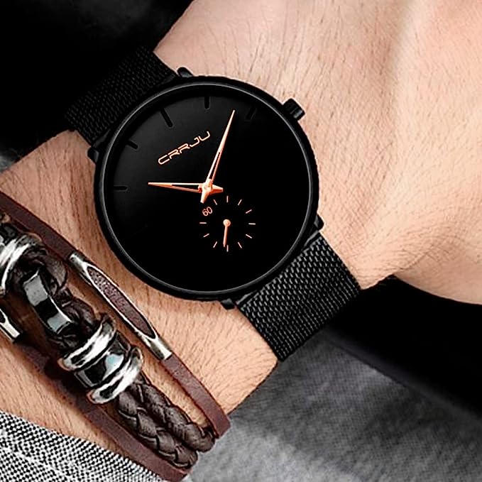 RELOJ CRRJU ORIGINAL - ELEGANTE NEGRO PARA HOMBRE  | CRR-5 I CRR-6 I CRR-12 I CRR-13