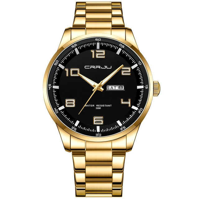 RELOJ CRRJU ORIGINAL ELEGANTE DORADO Y PLATEADO PARA HOMBRE 5005 | CRR-7 | CRR-8 I CRR-9