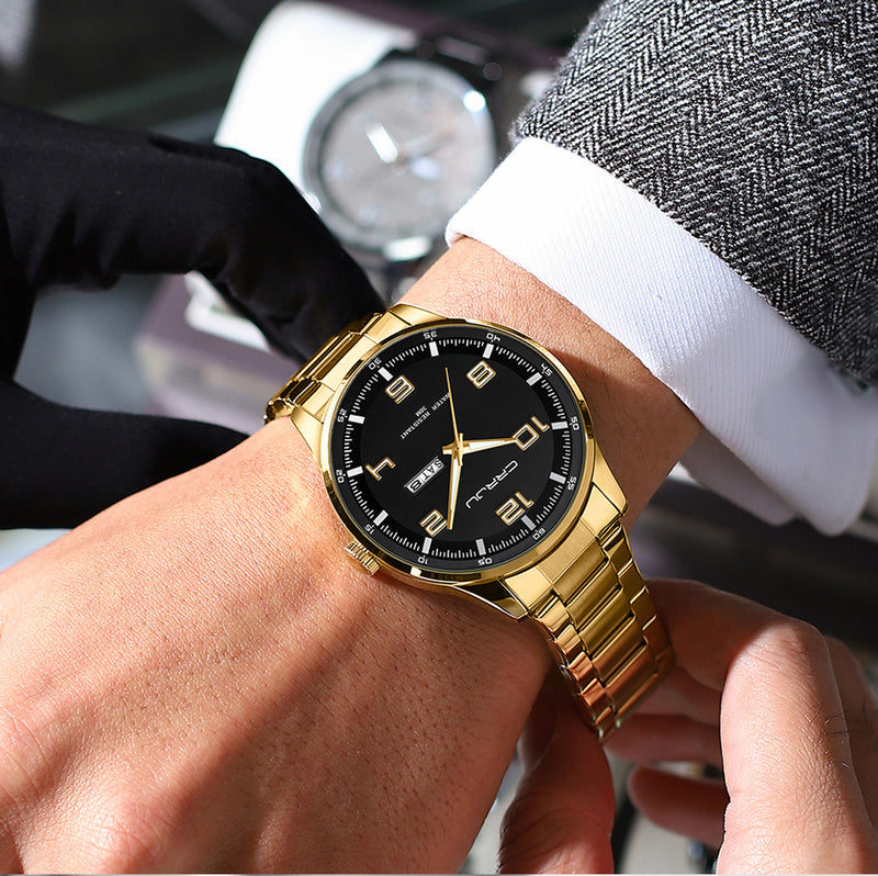 RELOJ CRRJU ORIGINAL ELEGANTE DORADO Y PLATEADO PARA HOMBRE 5005 | CRR-7 | CRR-8 I CRR-9