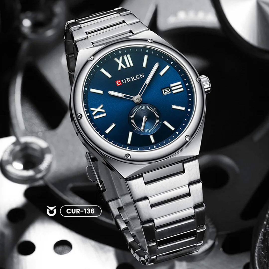 RELOJ_CURREN_8471_ORIGINAL_CASUAL_PLATEADO _CUR-136 para Hombre