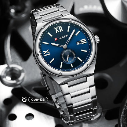 RELOJ_CURREN_8471_ORIGINAL_CASUAL_PLATEADO _CUR-136 para Hombre