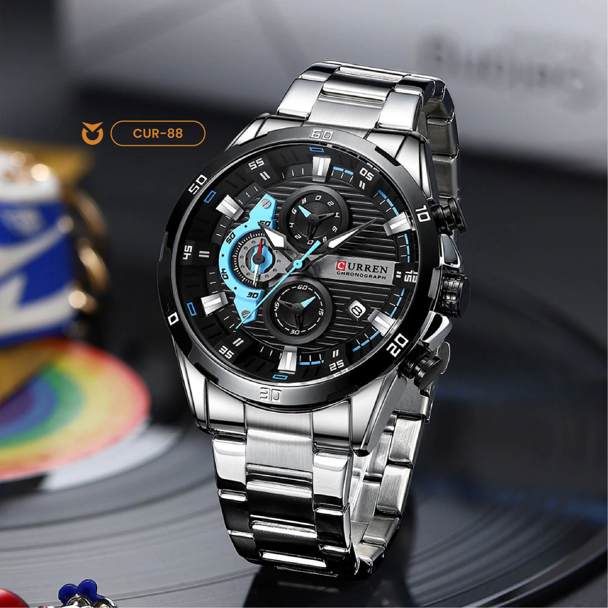 RELOJ CURREN ORIGINAL - CASUAL PLATEADO, NEGRO Y AZUL 8402 | CUR-88, CUR-89, CUR-90 PARA HOMBRE