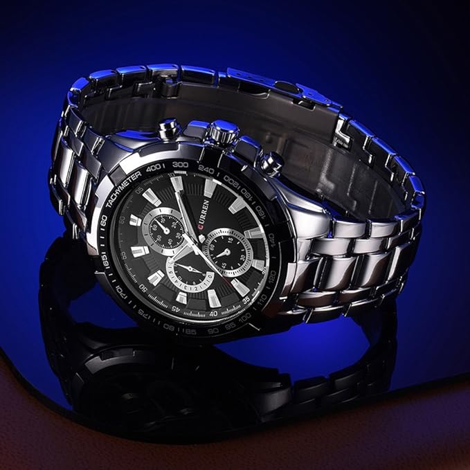 RELOJ CURREN ORIGINAL - ELEGANTE NEGRO - PLATEADO 8023 | CUR-23 | CUR-24 | CUR-111-3