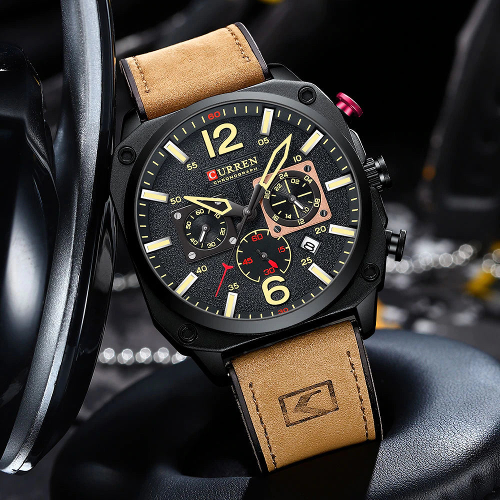 RELOJ CURREN ORIGINAL CASUAL GRIS Y MARRON PARA HOMBRE 8398 | CUR-85 I CUR-86