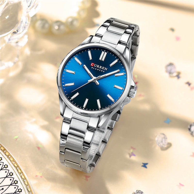 RELOJ CURREN ORIGINAL ELEGANTE PLATEADO CON AZUL PARA PAREJA  | CUR-107 | CUR-108
