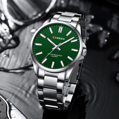 RELOJ CURREN ORIGINAL ELEGANTE PLATEADO CON VERDE PARA PAREJA | CUR-103 / CUR-104