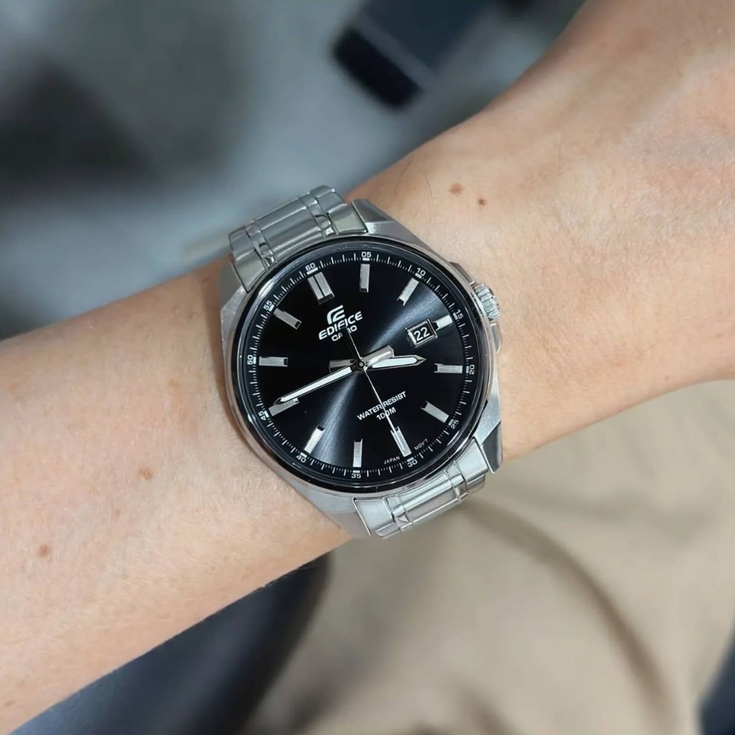 RELOJ EDIFICE EFV-150D-1AVUDF EDI-OG-11 CASUAL - COLOR PLATEADO NEGRO