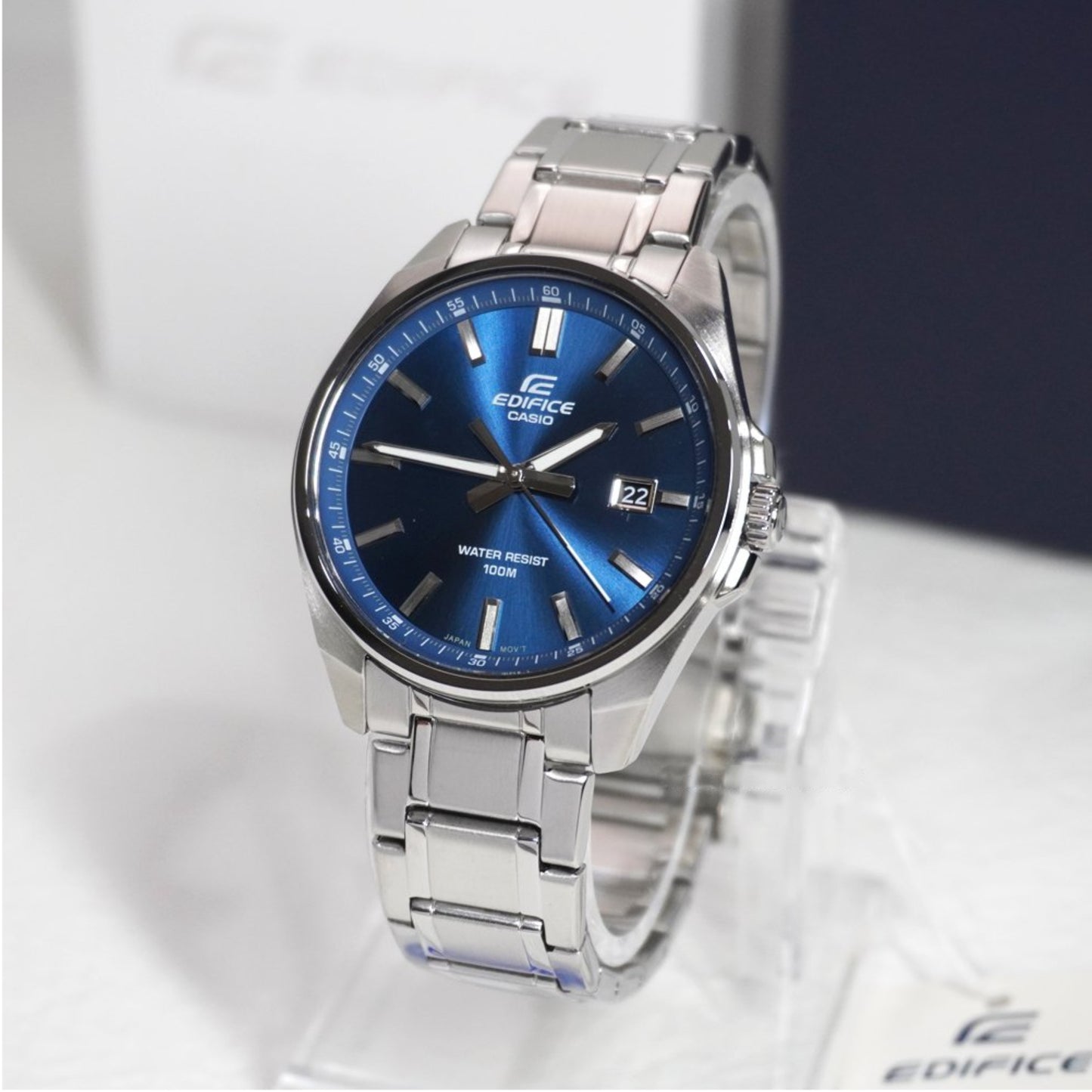 EFV-150D | RELOJ CASIO EDIFICE ORIGINAL ACERO NEGRO AZUL | EDI-OG-11,  EDI-OG-12