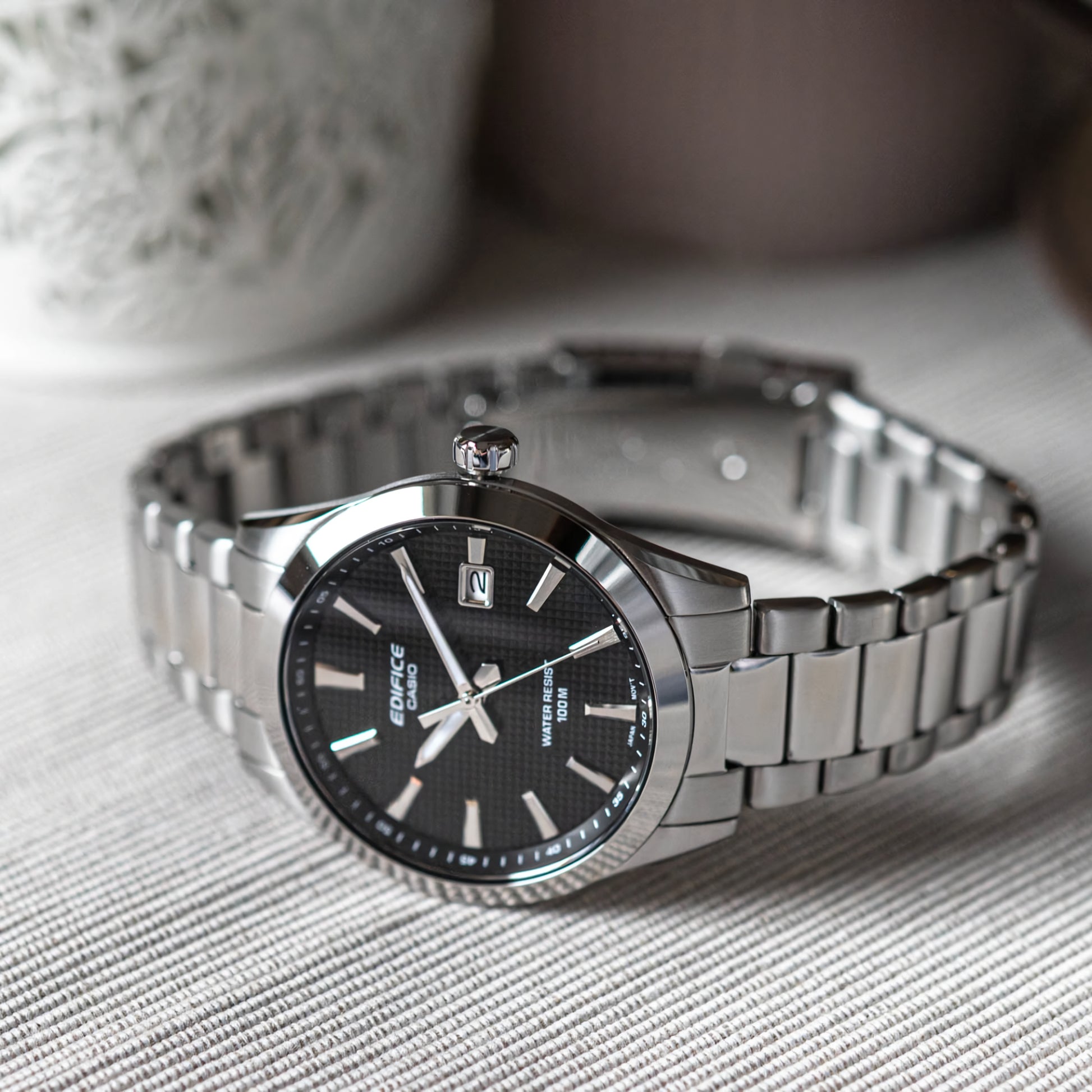 RELOJ EDIFICE EFV-160D-1AVDF EDI-OG-14 CASUAL - COLOR PLATEADO NEGRO